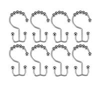 sourcingmap Shower Curtain Ring Hooks Metal Double Roller Glide for Bathroom Shower Rods Curtains Liners 8 Pcs