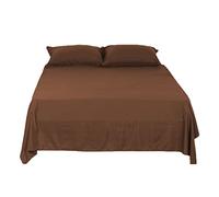Sourcingmap Soft Brushed Microfiber Bed Sheet Set, Large Pocket, 4-Pieces 1 x Flat Sheet, 1x Fitted Sheet, 2 x Pillowcases Coffee Color Double