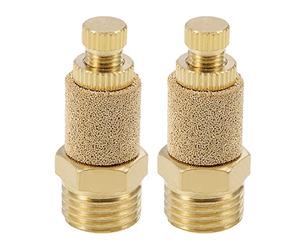 sourcingmap Top Adjustable Pneumatic Air Exhaust Silencer Muffler Copper 1/4 BSPT Gold Tone 2pcs
