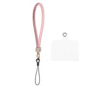 SourcingMap Universal Phone Lanyard - Detachable Glitter Wrist Strap with Patches, Luxury Bling String for DIY, Earbuds, Keychain, Coin Purse, Wallet, Pink