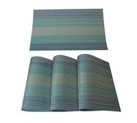 Sourcingmap Washable Placemats Set of 4 Heat- Cross Woven PVC Non-Slip Insulation Mats for Kitchen Dining Table Rectangle, Blue, 18" x 12"