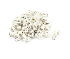 Sourcingmap White Plastic Curtain Track Rail Rollers 10mm Diameter Wheel 40 Pcs