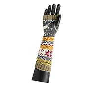 Sourcingmap Women's Fingerless Glove Winter Knit Thumb Elbow Length Arm Warmers Light Taupe-Deer Flat Size:30x8cm/11.8x3.14(L*W)