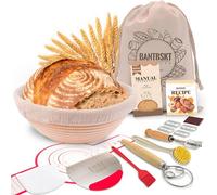 Sourdough Bread Baking Supplies, 9 Inch Round Sourdough Proof Basket with Complete Baking Accessories, Banneton Bread Proof Basket, Bread Baking Gift, Kit