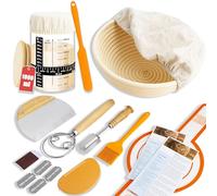 Sourdough Bread Baking Supplies, Sourdough Starter Jar, Handmade Eco-friendly Banneton Bread Proofing Basket, Sourdough Starter Kit, Bread Making Supplies Tools (orange, 15pcs)