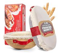 Sourdough Bread Banneton Proofing Basket Boxed Set - 9" Round & 10" Oval with Liner & Cover | Cotton Rope Sourdough Starter Kit Baking Accessories, Artisan Baking Gifts for Women, Wife, Mom, Bakers