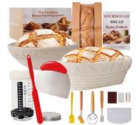 Sourdough Bread Starter Kit Banneton Proofing Basket with Starter Jar Bread Maker Baking Essentials Top Gadgets for Bakers Best Gifts for People Who Love Baking (15PCS)