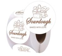 Sourdough Bread Supplies Sourdough Sticker 2 Inch Baked with Loved Stickers for Baked Good Packaging,500 Pcs Per Roll