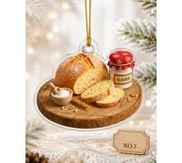 Sourdough Christmas Ornament 2026 Acrylic Bread Lover Hanging Decoration Flat Bakery Keepsake with Gold Cord Rustic Kitchen Tree Decor for Bakers and Home Cooks(#b)