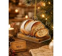 Sourdough Christmas Ornament 2026 Acrylic Bread Lover Hanging Decoration Flat Bakery Keepsake with Gold Cord Rustic Kitchen Tree Decor for Bakers and Home Cooks(#a)