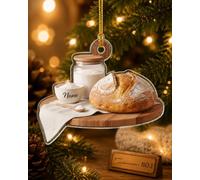 Sourdough Christmas Ornament 2026 Acrylic Bread Lover Hanging Decoration Flat Bakery Keepsake with Gold Cord Rustic Kitchen Tree Decor for Bakers and Home Cooks(#c)