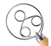 Sourdough Danish Dough Whisk - Three Eye Stainless Steel Upgraded Triple-Loop Bread Mixer Tool with Premium Heavy Duty Solid Wood Handle for Lasting Durability for Artisan Dough, Pizza, and Pastries-