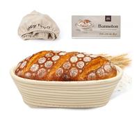 Sourdough Proving Basket Kit, Natural Rattan Bread Proofing Basket with Cloth Liner, Banneton Proofing Basket for Bakers (10 inch Oval)