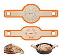 Sourdough Silicone Bread Sling -Oval and Round Non-Stick & Easy Clean Silicone Bread Mat for Dutch Oven. Reusable With Extra Long Handles Silicone Bread baking Supplies tools accessories (Orange)
