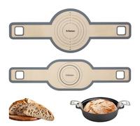 Sourdough Silicone Bread Sling -Oval and Round Non-Stick & Easy Clean Silicone Bread Mat for Dutch Oven. Reusable With Extra Long Handles Silicone Bread baking Supplies tools accessories(Gray)