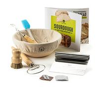 Sourdough Start Kit - Sourdough Bread Baking Supplies with Banneton Bread Proofing Basket Bowl, Cloth, Whisk, Bread Lame, Dough Scraper, 2 Brushes - Sourdough Starter Kit Bread Making & Baking Tools