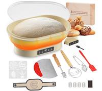Sourdough Starter Kit, 10'' Oval Banneton Proofing Basket Thermostatic With Timer, Silicone Foldable Bread Proofing Basket, Sourdough Proving Bowl With Baking Accessories
