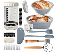 SOURDOUGH Starter KIT, 1000ML SOURDOUGH Starter JAR, 2 Bread PROOFING Baskets, Thermometer, Feeding Tracker, Silicone Scraper & Bread Baking Accessories for Beginners