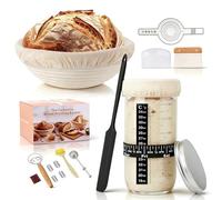 Sourdough Starter Kit, 15pc Bread Making Set, Sourdough Starter Kit for Beginners, Include Banneton Bread Basket, Bread Lame, Sourdough Starter Jar, Dough Scraper & Silicone Bread Sling