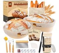 Sourdough Starter Kit, 24oz Sourdough Starter Jar, 2 Banneton Bread Proofing Baskets, Sourdough Bread Baking Supplies Bread Proofing Baskets(All in One 9" Round + 10" Oval)