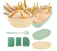 Sourdough Starter Kit,Banneton Bread Proofing Basket, 9" Round & 10" Oval Sourdough Bread Baking Supplies, 6PCS Bread Making Equipment Reusable For Baking & Proofing Artisan Bread