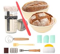 Sourdough Starter Kit Bread Baking Supplies Bread Proofing Basket 9 inch Round & 10 inch Oval Bread Proofing Basket, 24Oz Jar