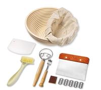 Sourdough Starter Kit, Bread Banneton Proofing Basket, Equipped with Cloth Liner Dough Scraper Dough Whisk Pot Brush lame for Professional and Home Bakers Making Accessories