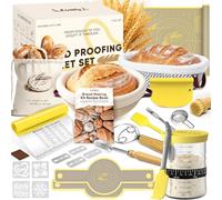 Sourdough Starter Kit-Complete Sourdough Kit with Banneton Proofing Basket, Starter Jar, Dough Scraper, Bread Lame & Bread Making Accessories-Sour Dough Starter Kits Gift for Bakers Beginners Moms