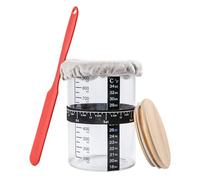 Sourdough Starter Kit,Glass Sourdough Starter Kit,Thermometer, Date Marked Feeding Band, Cloth Cover-Sourdough Starter Jar Glass, Sourdough Bread Baking Supplies(1 L)