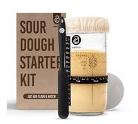 Sourdough Starter Kit, Includes 710 ml Sourdough Starter Jar with Metallic Lid, Silicone Spatula, Feeding Tracker, Extra Thermometer Strips & Breathable Covers - A Perfect Sourdough Bread Starter Kit