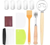 Sourdough Starter Kit, Sourdough Bread Baking Supplies with 3 Dough Scraper, Dough Whisk,Bread Scoring Knife with 5 Replaceable Blades & Protective Cover, Pastry Brush for Making Baking Fermentation