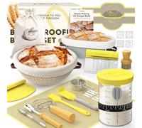 Sourdough Starter Kit-Sourdough Bread Baking Supplies with Cotton Rope Bread Proofing Basket, Sour Dough Kit Tools & Bread Making Tools Kit Accessories, Baking Gifts for Women Bakers Moms