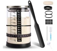 Sourdough Starter Kit with 1000ml Glass Jar, Sourdough Starter Jar, with Date Feeding Band, Metal Lid, Complete Sourdough Bread Baking Supplies Tools Fermentation Jars, Home Baking Supplies