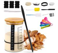 Sourdough Starter Set, 900 ml Sourdough Starter Glass Set, Sourdough Starter Kit with Silicone Spatula, Thermometer Paper, 8 Labels, Fabric Hat, Sourdough Container for Bread Baking, Fermenting