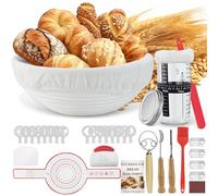 Sourdough Starter Set - Complete Sourdough Starter Kit with Jar, 23cm Round Bread Proofing Basket Set, 12pcs Baking Tools, for Home Kitchen Baking & Gift Giving, Ideal for Beginners & Baking Lovers