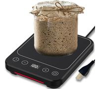 Sourdough Starter Warmer Mat, 12H Timer Warming Heating Pad, Precise 1°F Thermostat Control (70-100°F), Smart Memory Warming On/Off, Fits Jars Up to 40oz, Perfect for Home Baking (Black LCD Screen)