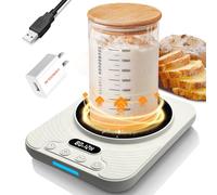 Sourdough Starter Warmer Mat,Temperature Control Range 70°F-110°F, Accurate to 1°F, with Timer Switch Function(0-24 hours),Smart Memory,Powered by USB,Ideal for Home Baking. (White)