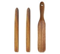 Sourdough Wooden Spurtle, 2PCS Wooden Whisks Stick 1PC Sourdough Spatula Skinny Spurtle Set Acacia Wood Sourdough Mixing Tool for Spread Baking Mixing Cooking