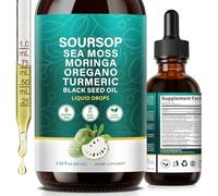 Soursop Bitters Liquid Drops, 10-in-1 with Sea Moss, Moringa, Turmeric, Black Seed Oil, Oregano, Ashwagandha Extract, Supports Immune & Digestive Wellness, Rich in Vitamin D& C, Vegan, 2.02 Fl Oz