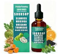 Soursop Bitters Liquid Drops, 60ml 10-in-1 Herbal Formula with Sea Moss, Moringa, Turmeric | Supports Immunity, Digestion & Energy | Vegan, Non-GMO