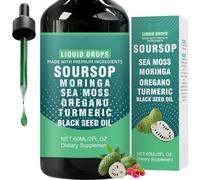 Soursop Bitters,Soursop Bitters Liquid Drops,Herbs Soursop Bitters,with Black Seed Oil,Internal Cleansing,Daily Herbal Supporting Digestive Health,Vegan,Non-GMO,60ml