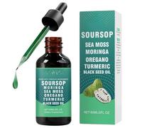 Soursop Essence Oil, Sea Moss Moringa Oregano Turmeric Black Seed Blend, Natural Herbal Extract Essence, Botanical Plant Formula, Organic Multi-Purpose Liquid, High Purity Ingredients (1pcs)