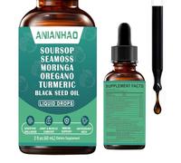 Soursop, for Immune Support, Gut Health, Soursop Bitters Liquid Drops, with Sea Moss, Moringa, Turmeric, Black Seed Oil, Oregano, Ashwagandha | Herbal Extracts for Overall Health-Enhancing, 60ml