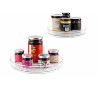 Sous Miras Lazy Susan Turntable Organiser - Clear Acrylic - Set of 2
