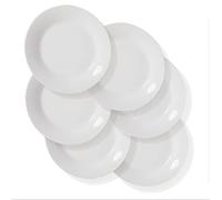 SOUSWEE Dinner Plates Sets of 6 for Salad and Desserts, White Round Flat Plates for Party Home Kitchen and Restaurant (7.5inch)