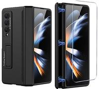 SOUTEM Case for Samsung Galaxy Z Fold 4 Magnetic Hinge Protective Case with 4 Adjustable Stand Modes, Built-in Screen Protector, Slim All-Inclusive Hard PC Shockproof Kickstand Cover (Black)