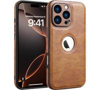 SOUTEM PU Leather Case for iPhone 16 Pro,Full Camera Lens Protection Cover,PU Leather Slim Luxury Business Non-Slip Grip Rugged Shockproof Full Body Protective Case for iPhone 16 Pro(Brown)