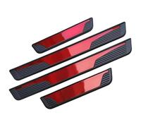SOUTES Car Door Sill Protector for VW Golf 7 MK7 7.5 R GTD GTI GTE 2013-2019, 4pcs Stainless Steel Kick Plates Scuff Guard Non-Slip Welcome Pedal Strips Accessories,C/red