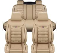SOUTES Full Sets Car Seat Cover for Mercedes Benz E Class 2017 2018, Pu Leather Seat Cushions Protectors Waterproof Breathable Auto Interior Accessories,B/Beige