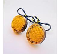 SOUTES Indicators Accessories 2PC Universal ATV Motorbike Turn Signal Light Amber Indicator Motorcycle Round Front Rear Lamp For Bobber Chopper For Cafe Racer For Ducati(Yellow Lens)